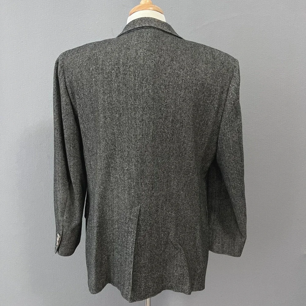 Vintage Barrister Collection Blazer Mens 44R Herringbone 100% Camel Hair Tweed